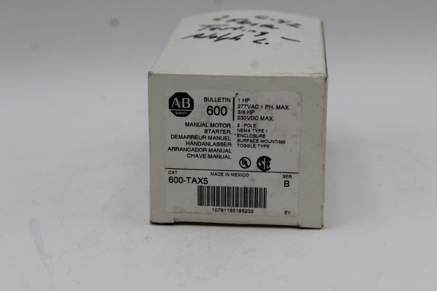 Allen-Bradley 600-TAX5 Manual Motor Starter