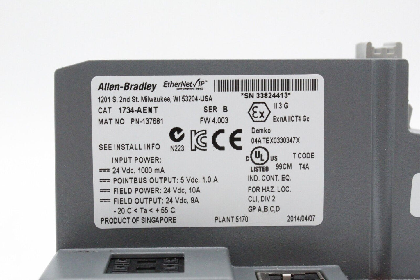 Allen-Bradley 1734-AENT Ethernet/IP I/O Adapter