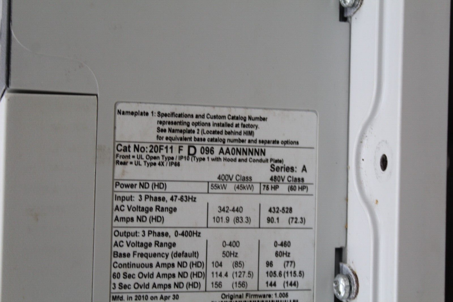 Allen Bradley 20F11FD096AA0NNNNN PowerFlex 753