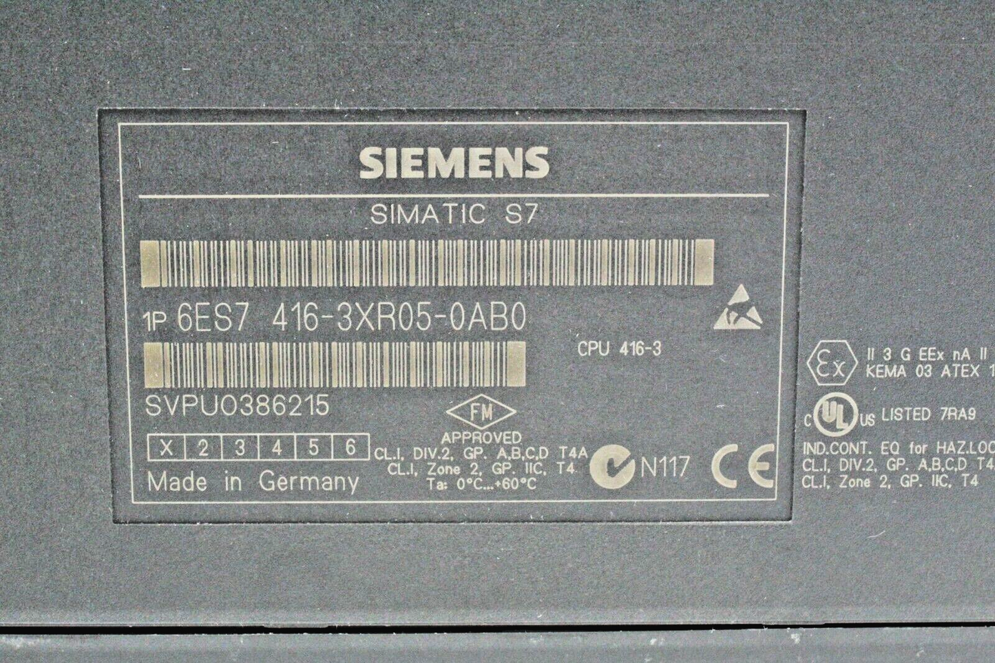 Siemens 6ES7 416-3XR05-0AB0 Simatic S7 Processor Unit