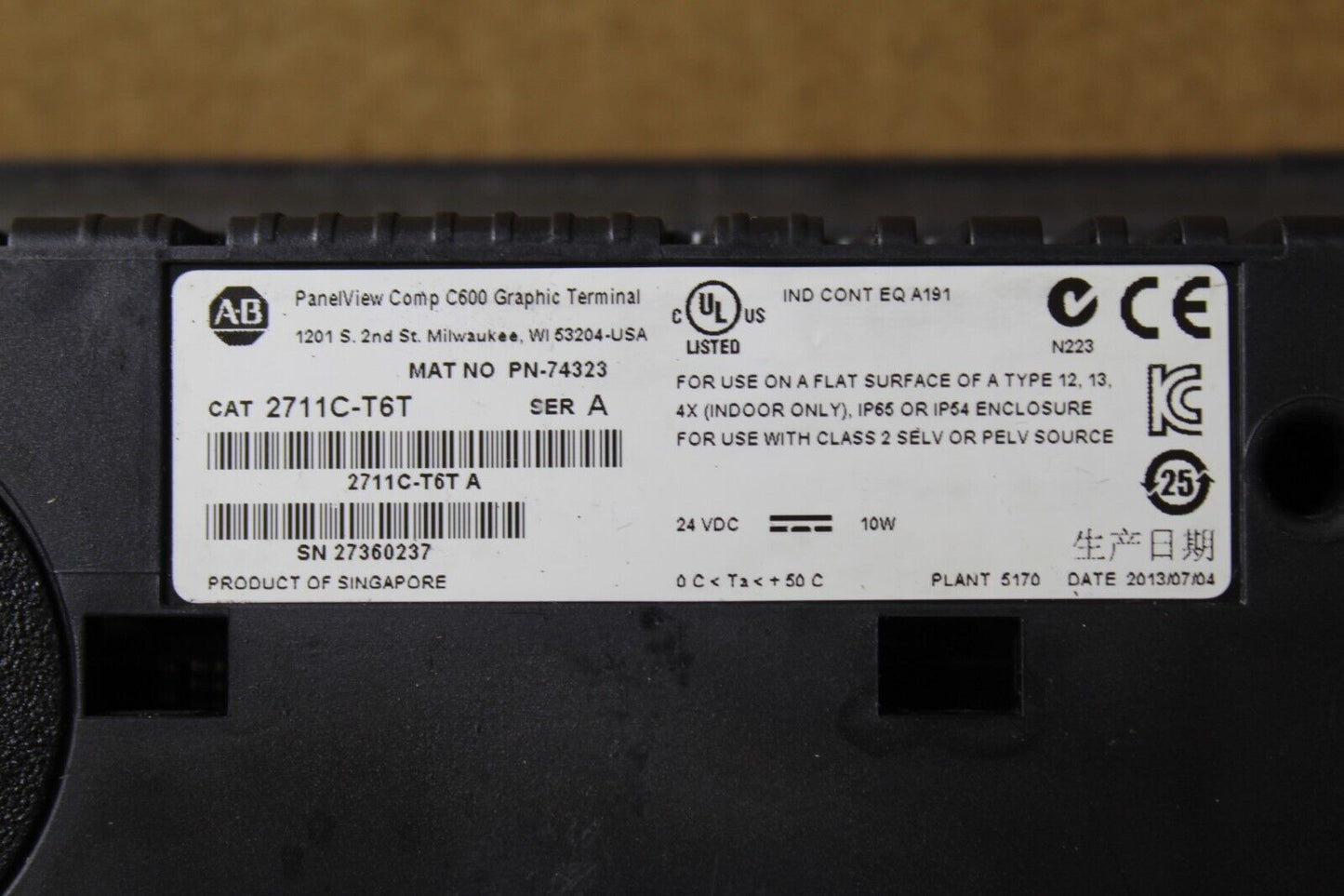 Allen-Bradley PanelView C600 2711C-T6T Operator Touch Panel