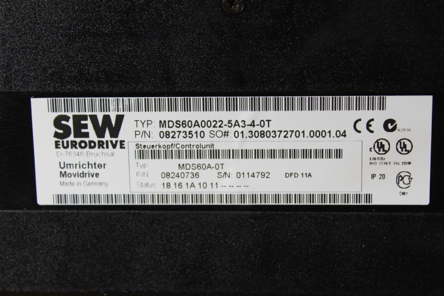 Sew EuroDrive MDS60A0022-5A3-4-0T MoviDrive 22hp