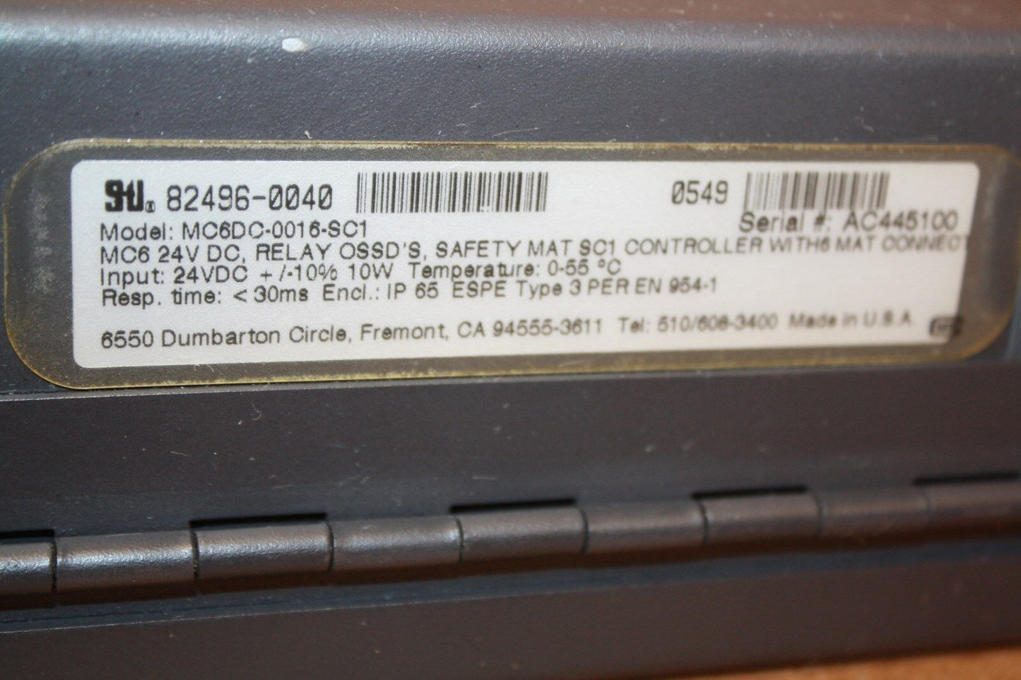 SCIENTIFIC TECHNOLOGIES MC6DC-0016 SAFETY MAT CONTROLLER