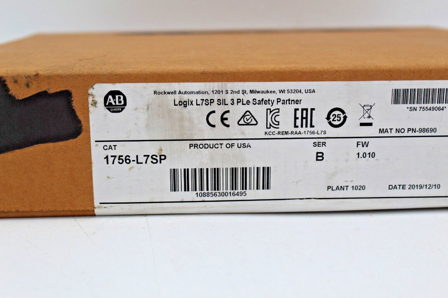 Allen-Bradley 1756-L7SP Logix L7SP SIL 3 PLe Safety Partner