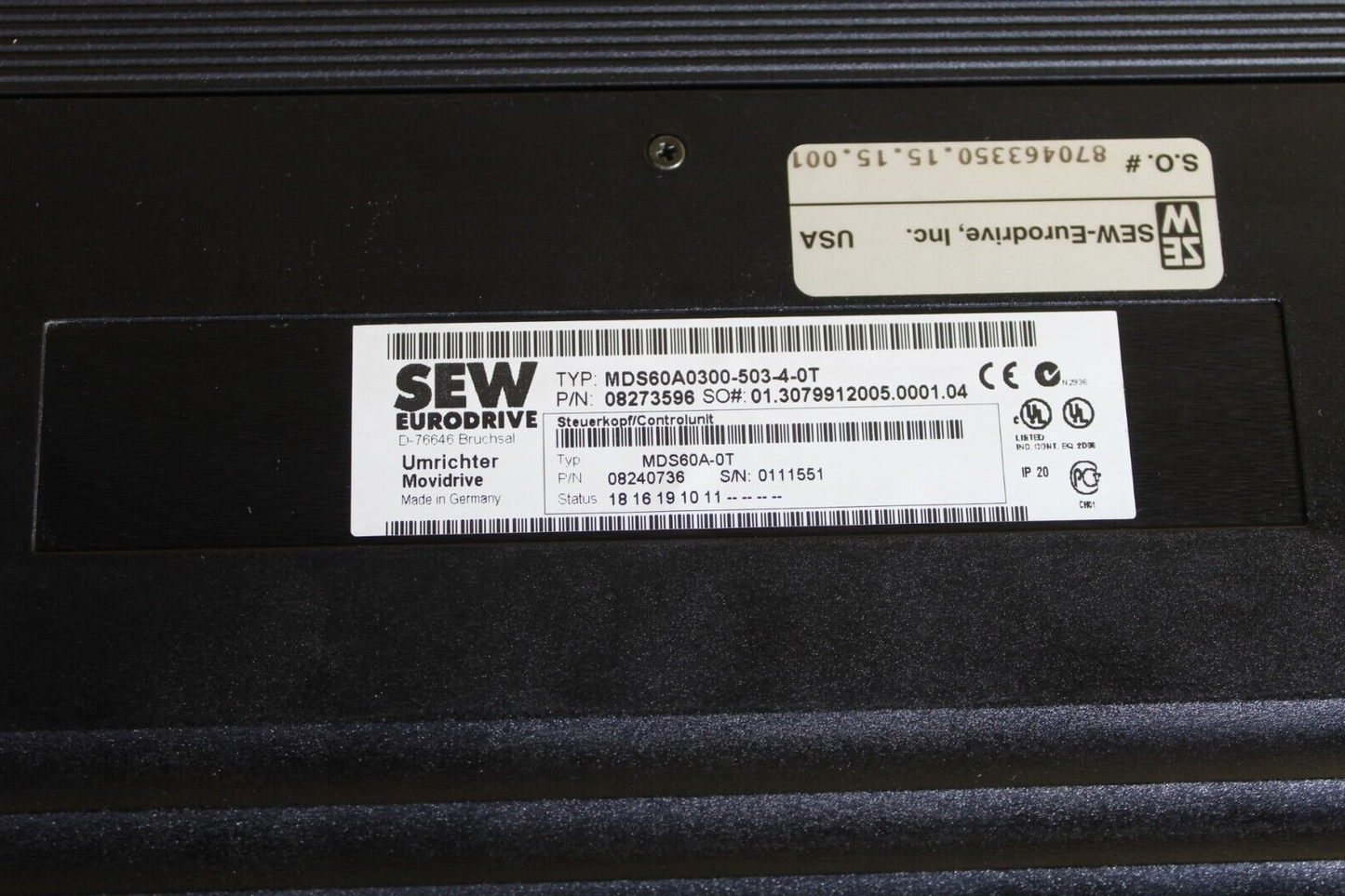 Sew Eurodrive MDS60A0300-503-4-0T Movidrive 300hp Missing Covers