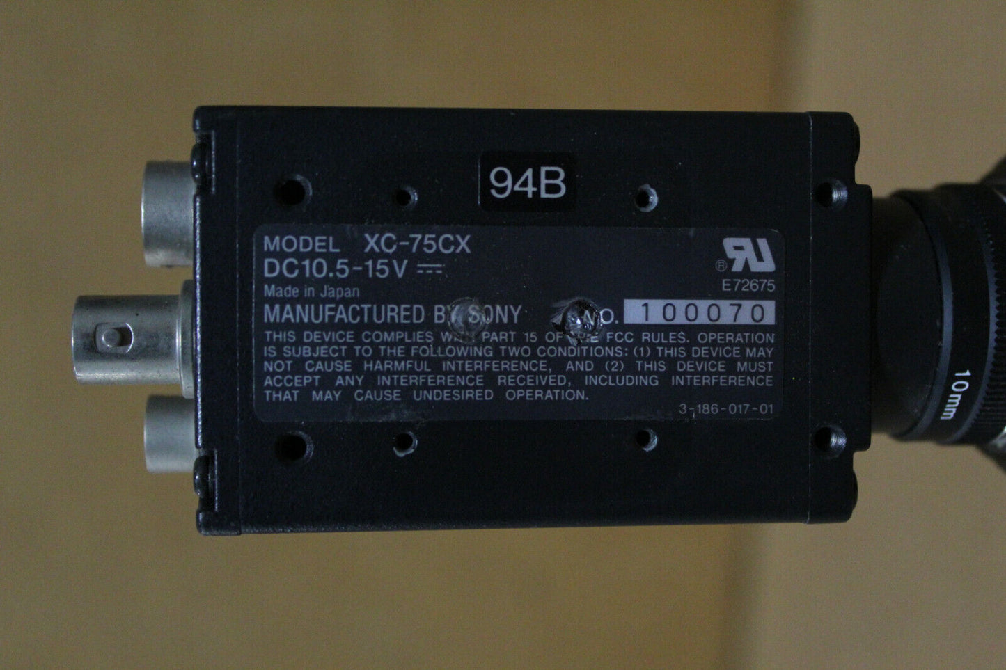 Cognex XC-75CX Video Camera w/ 10mm Lens