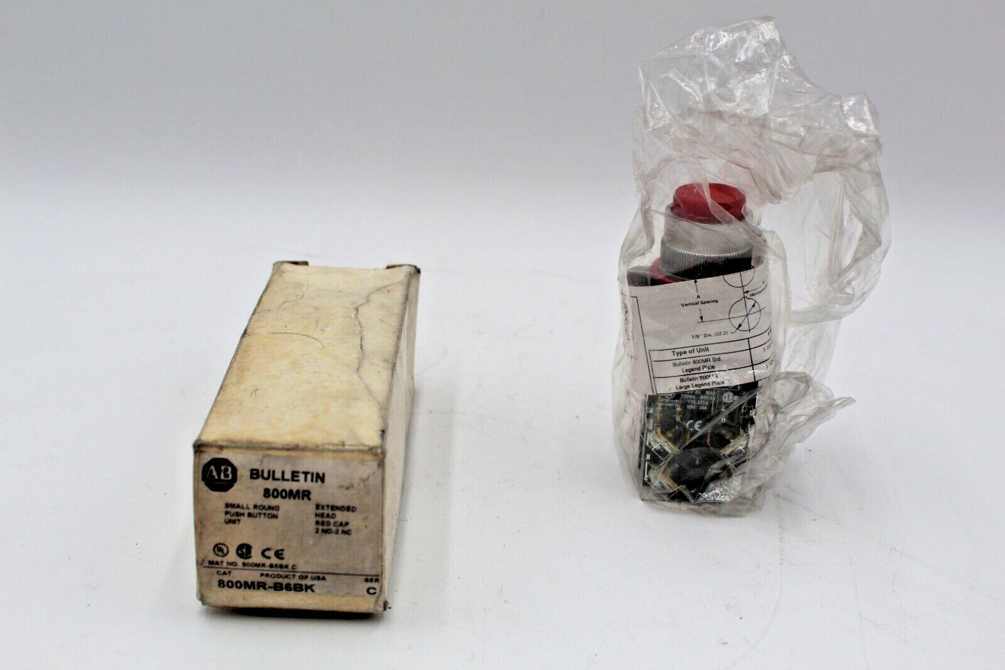 Allen-Bradley 800MR-B6BK Small Round Red Push Button