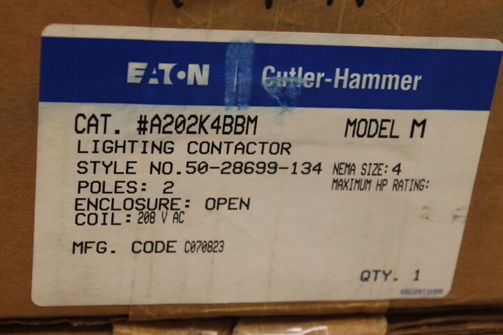 CUTLER-HAMMER A202K4BBM LIGHTING CONTACTOR