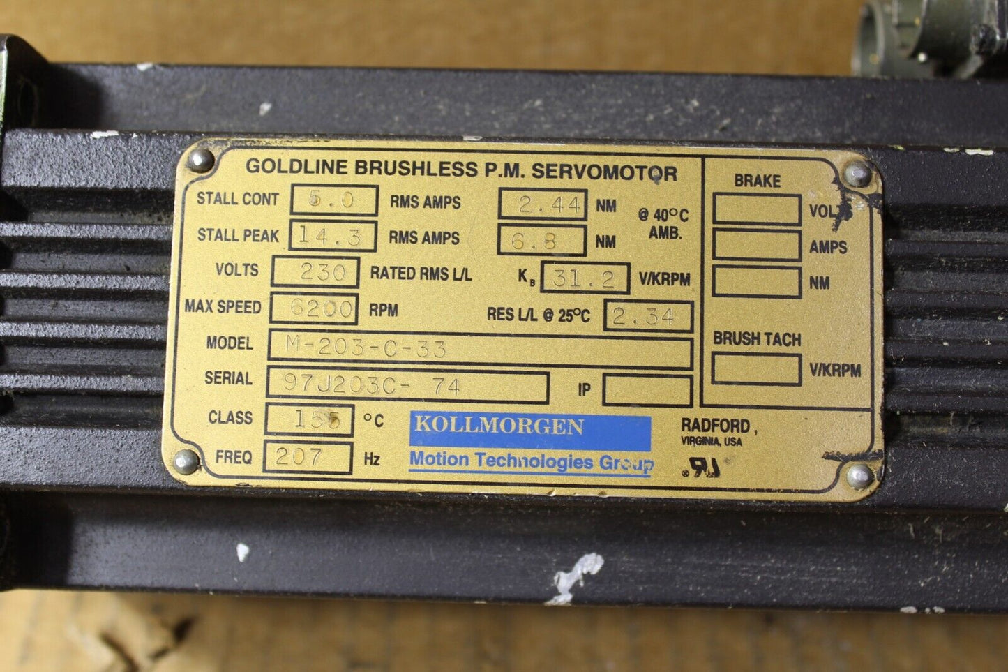 Kollmorgen M-203-C-33 Servo Motor