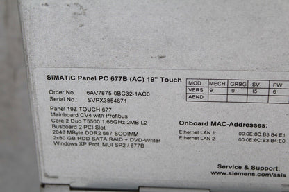 Siemens 6AV7875-0BC32-1AC0 SIMATIC Panel 