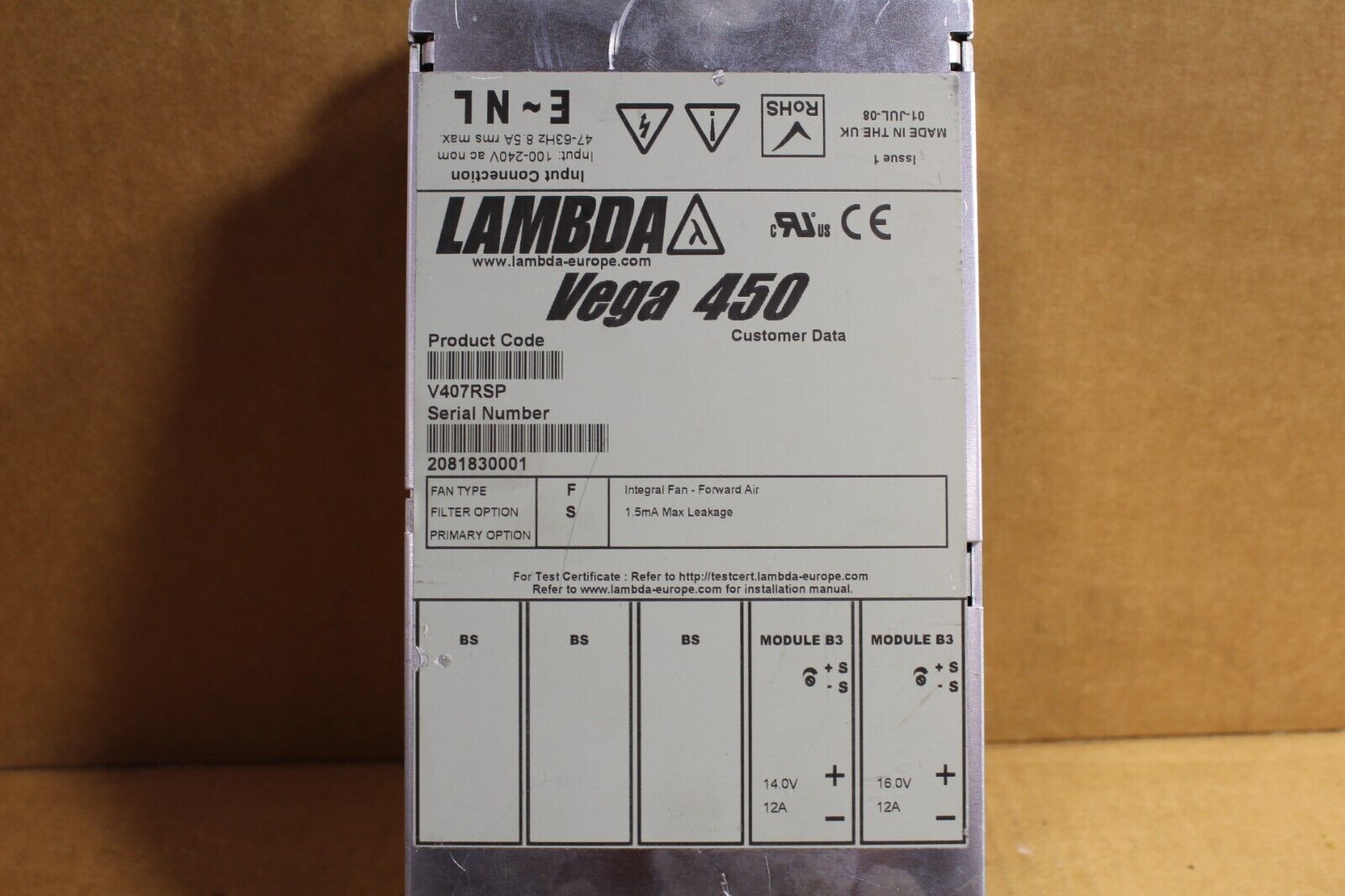 Lambda Vega450 V407RSP  Power Supply