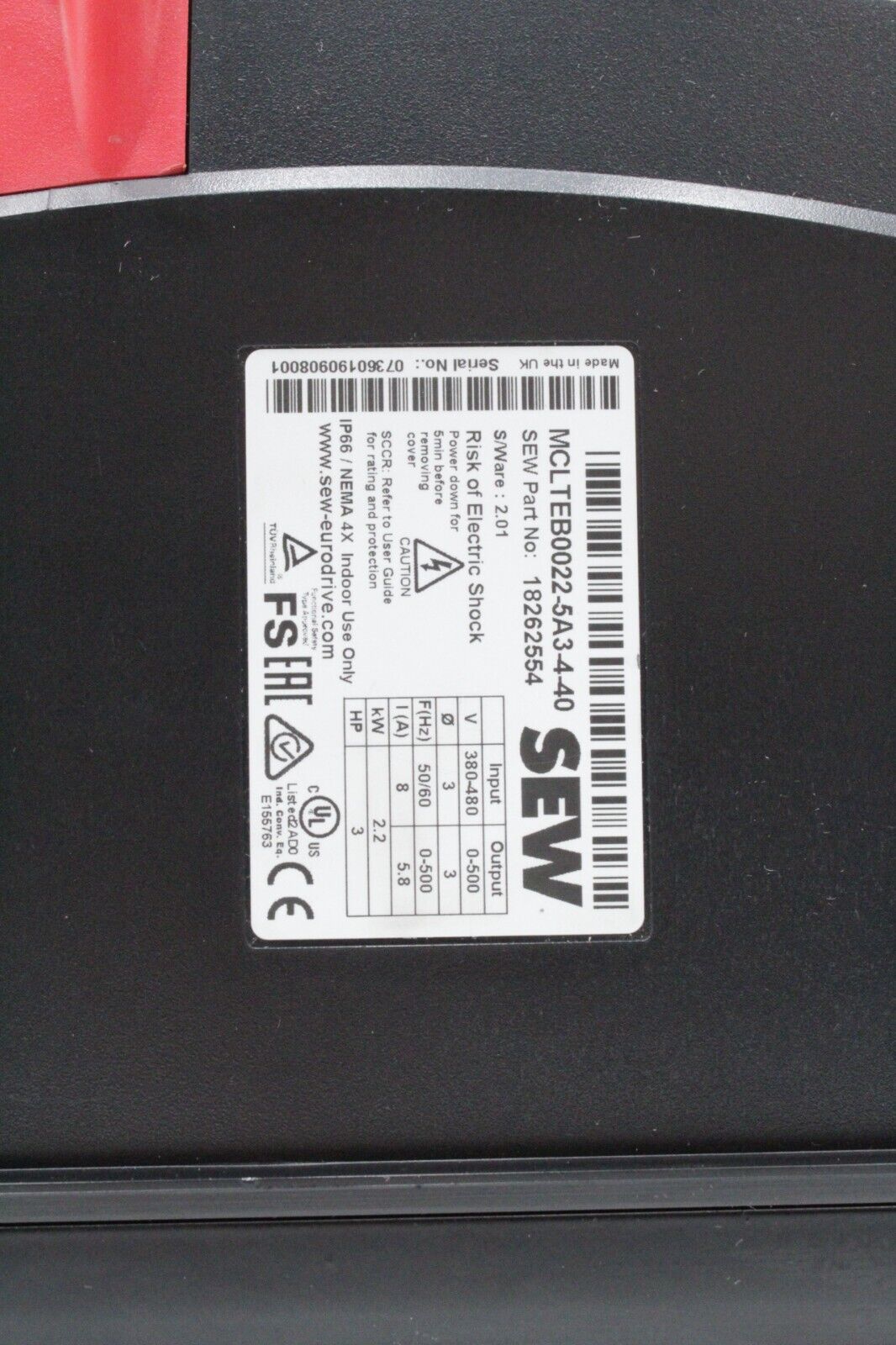 Sew EuroDrive MCLTEB0022-5A3-4-40 Movitrac LTE B Frequency Inverter