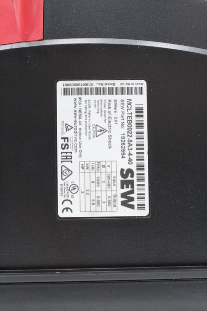 Sew EuroDrive MCLTEB0022-5A3-4-40 Movitrac LTE B Frequency Inverter