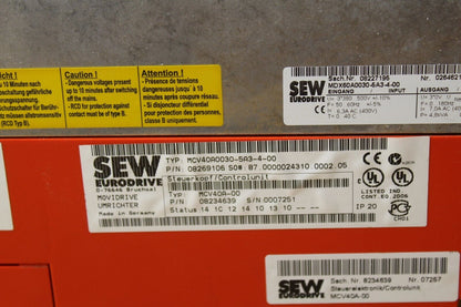 Sew EuroDrive MCV40A0030-5A3-4-00 Movidrive Part #: 08269106