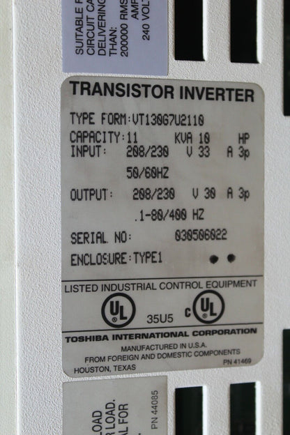 TOSHIBA VT130G7U2110 TRANSISTER INVERTER