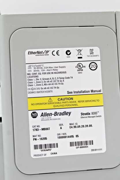 Allen-Bradley 1783-MS06T Stratix 8000 Ethernet Maingrid Switch