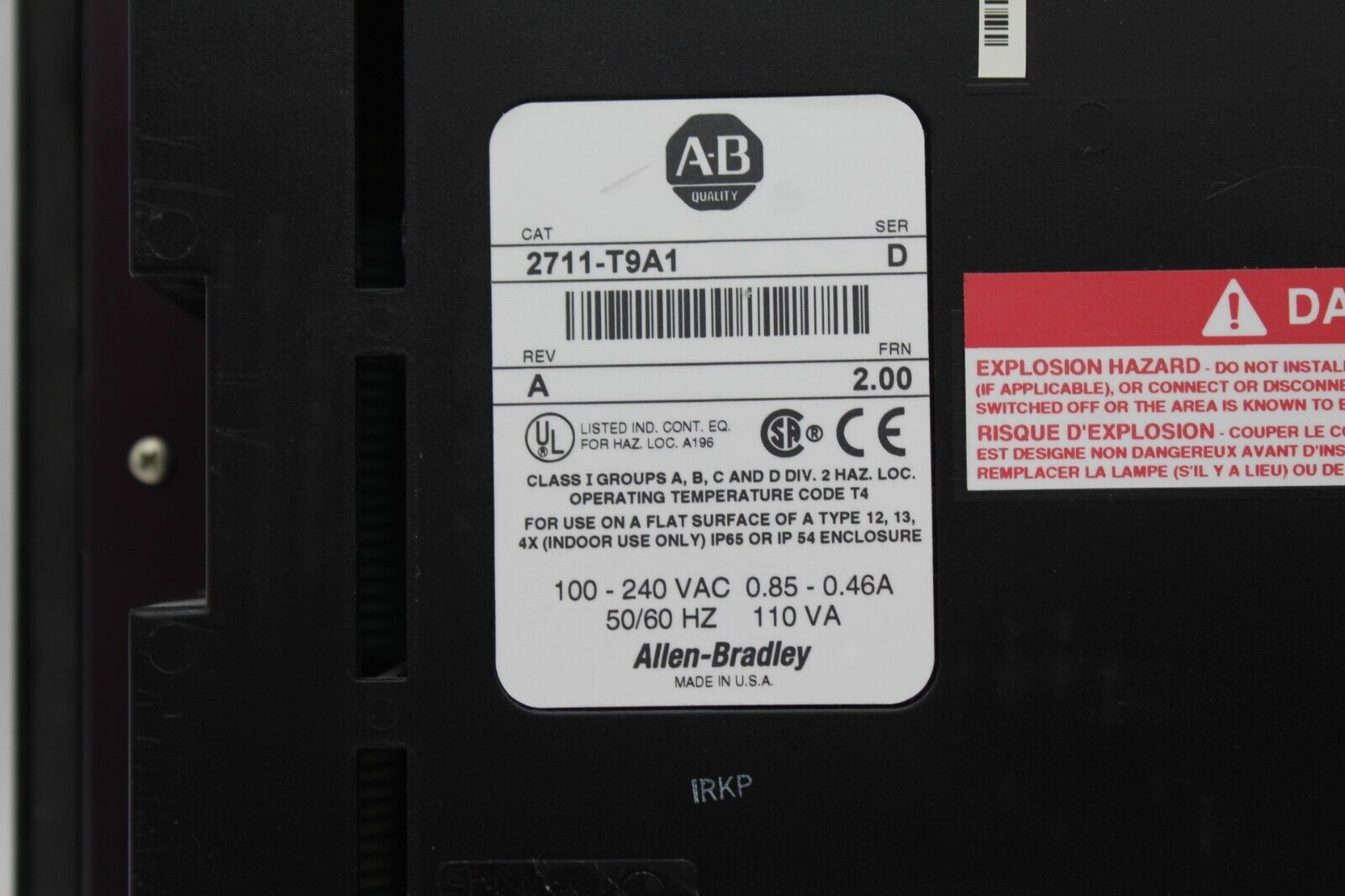 Allen-Bradley 2711-T9A1 PanelView 900 Touch Panel