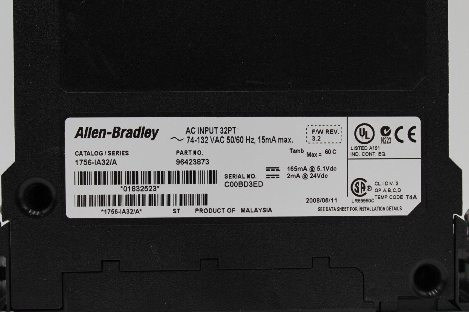 Allen-Bradley 1756-IA32 32 Pt. AC Input Module