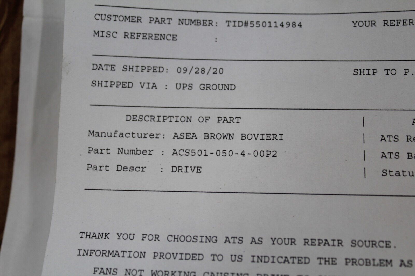 ABB ACS501-050-4-00P2 AC Drive