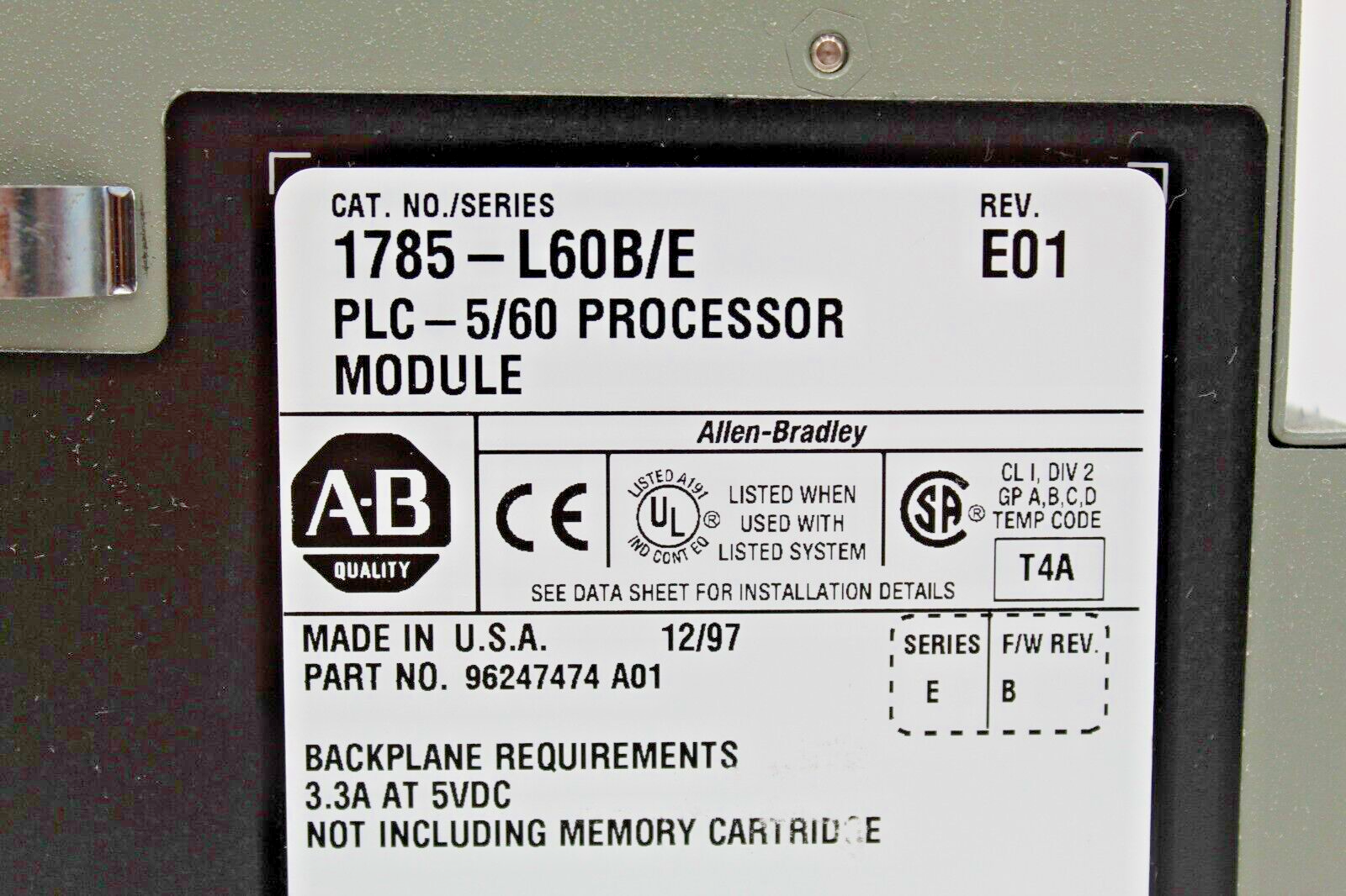 Allen-Bradley 1785-L60B/E PLC-5 Processor Module