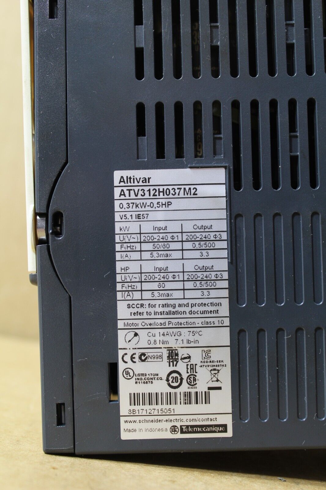 Schneider Electric ATV312H037M2 Frequency Inverter (No Dial)