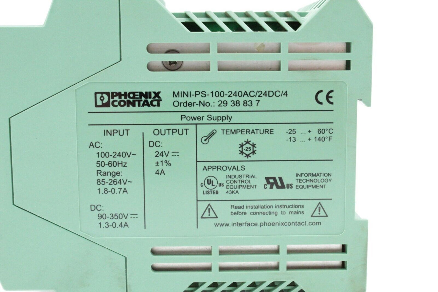 Phoenix Contact MINI-PS-100-240AC/24DC/4 Enclosed Power Supply