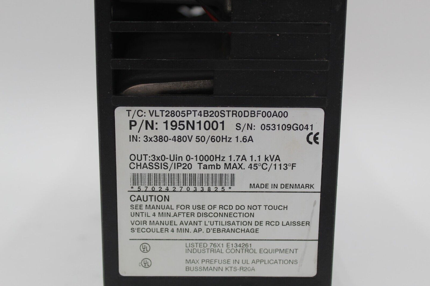 Danfoss 195N1001 Variable Speed Inverter Drive *No Wire Harness *No Cover