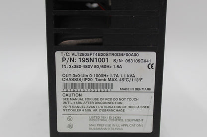 Danfoss 195N1001 Variable Speed Inverter Drive *No Wire Harness *No Cover