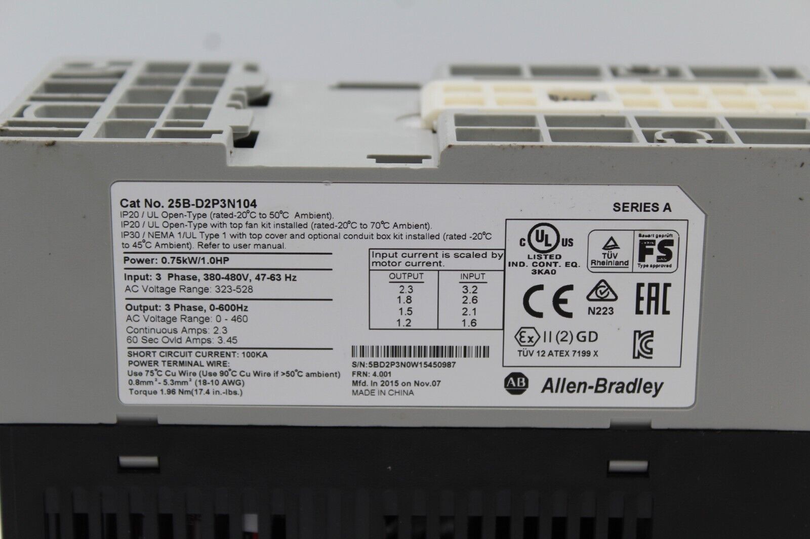 Allen-Bradley 25B-D2P3N104 PowerFlex 525 Drive