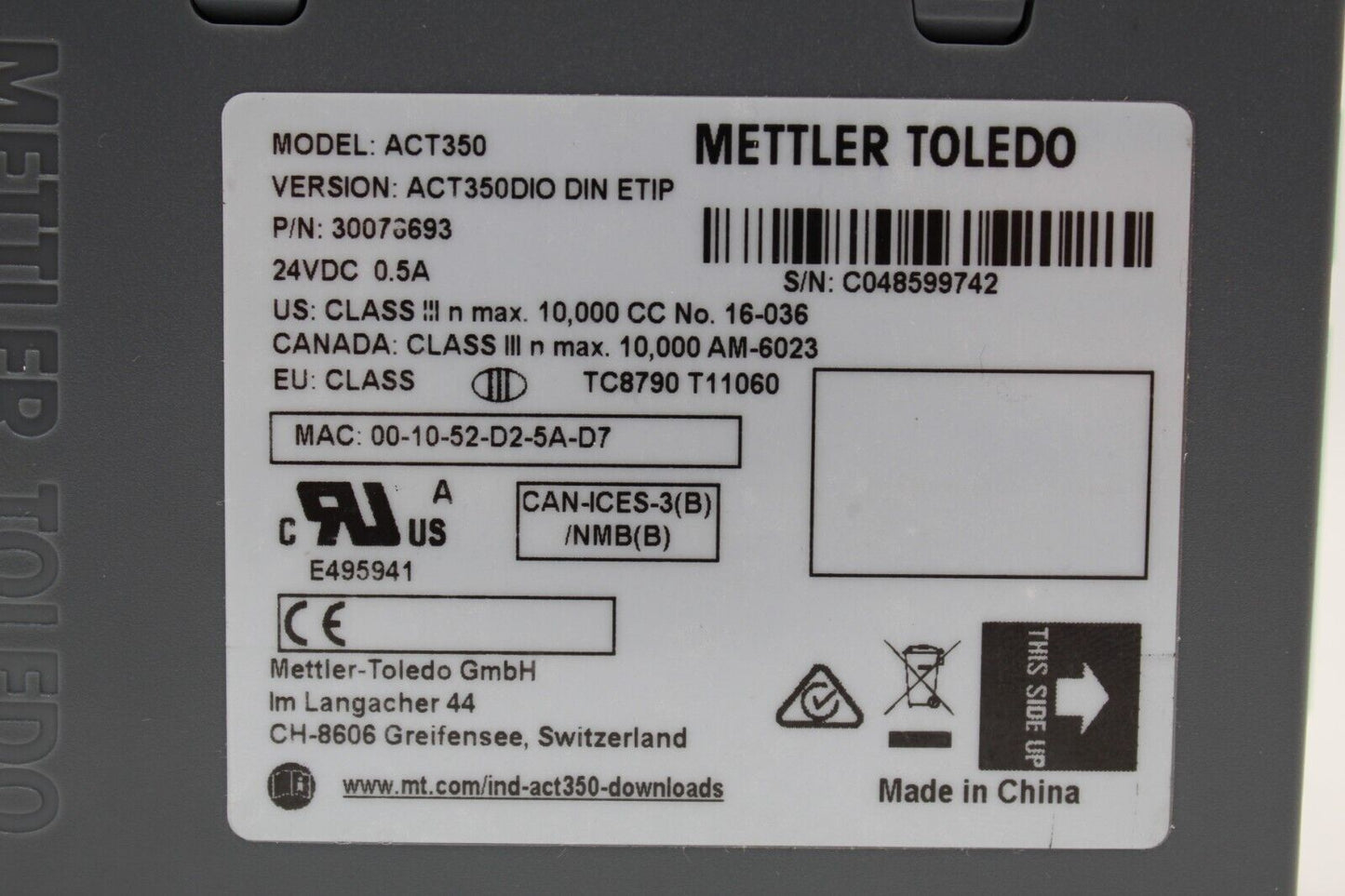 Mettler Toledo ACT350 Weighing Controller