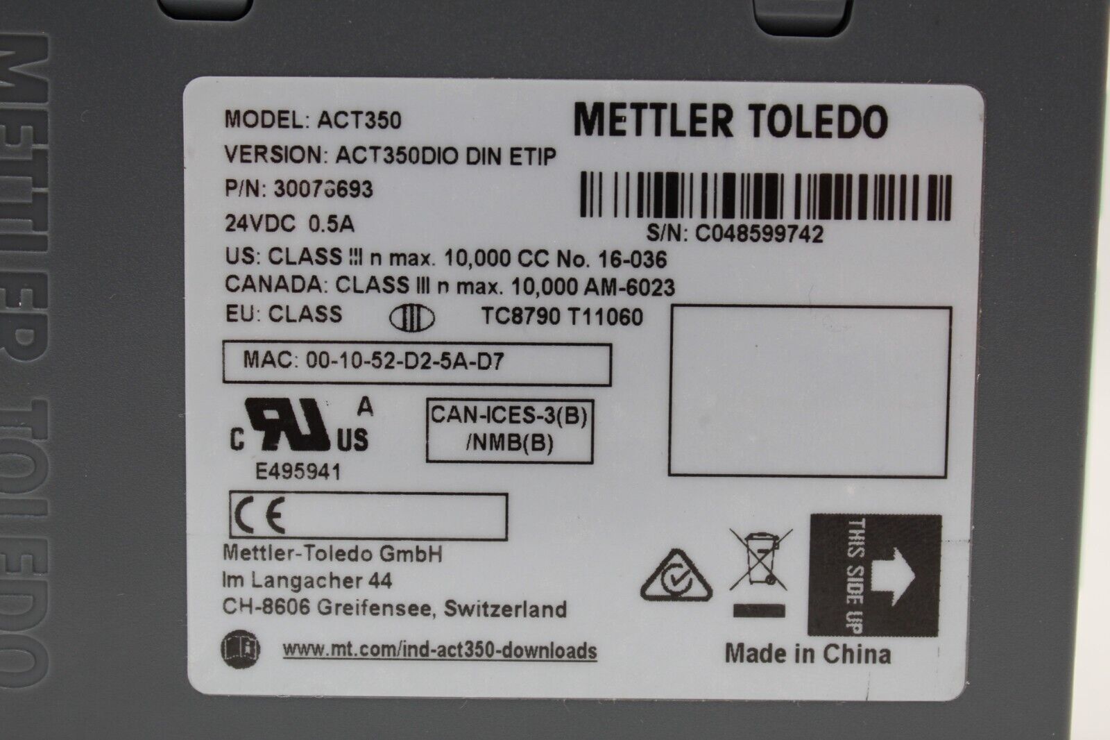 Mettler Toledo ACT350 Weighing Controller