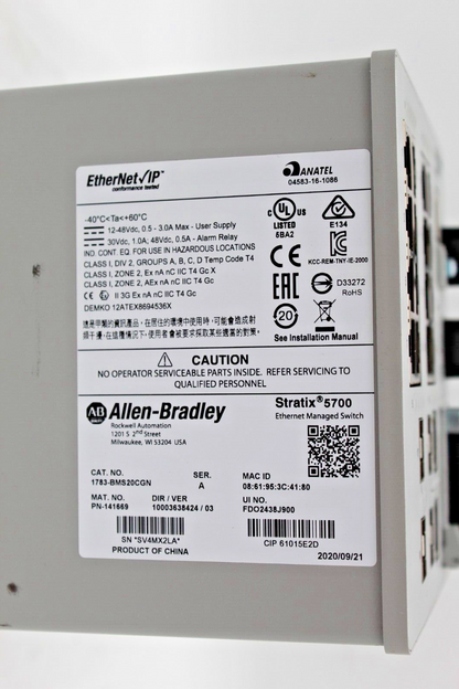 Allen-Bradley 1783-BMS20CGN Stratix 5700 Managed Ethernet Switch