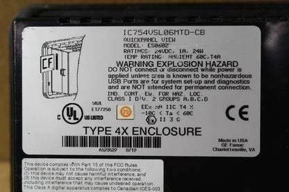 GE Fanuc IC754VSL06MTD-CB QuickView Panel