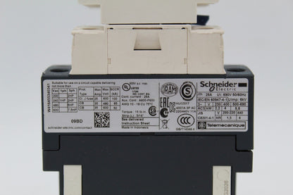 Schneider Electric LC1D09BD Contactor w/ LADN40 Contact Block