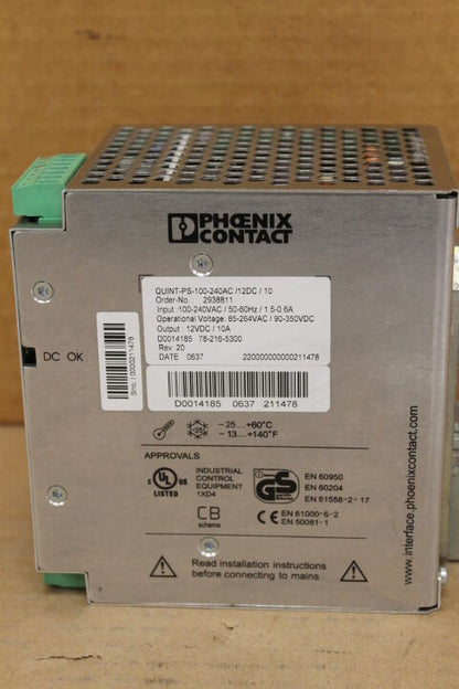 PHOENIX QUINT-PS-100-240AC/12DC/10 POWER SUPPLY