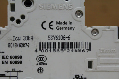 SIEMENS 5SY6106-6 CURCUIT BREAKER NEW NO BOX