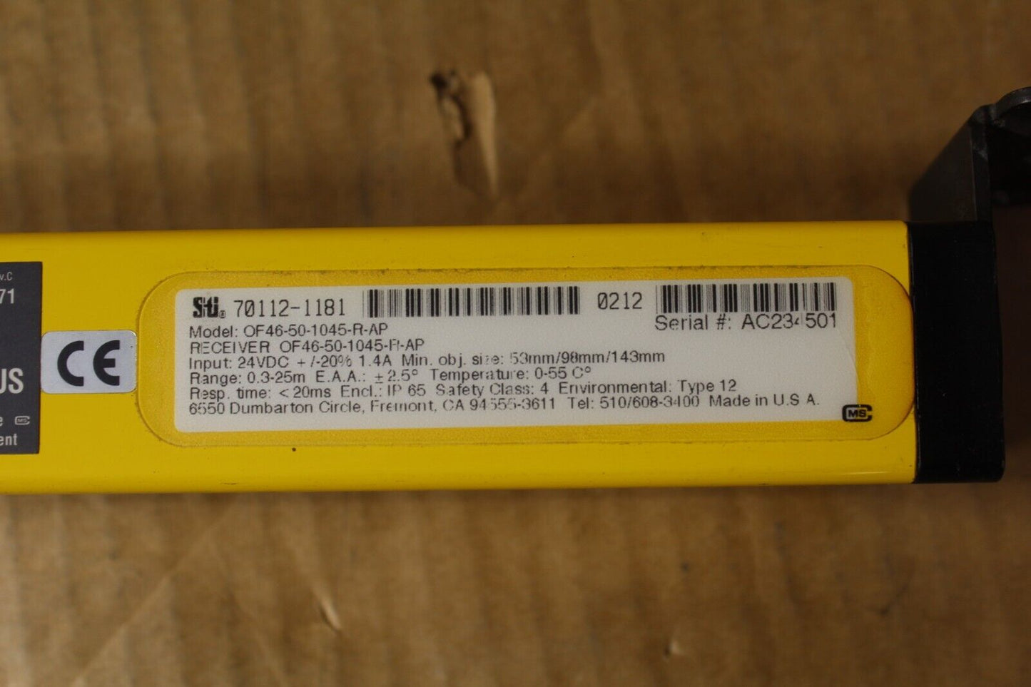 STI OptoFence OF46-50-1045-R-AP / 70112-1181 Safety Light Curtain Receiver