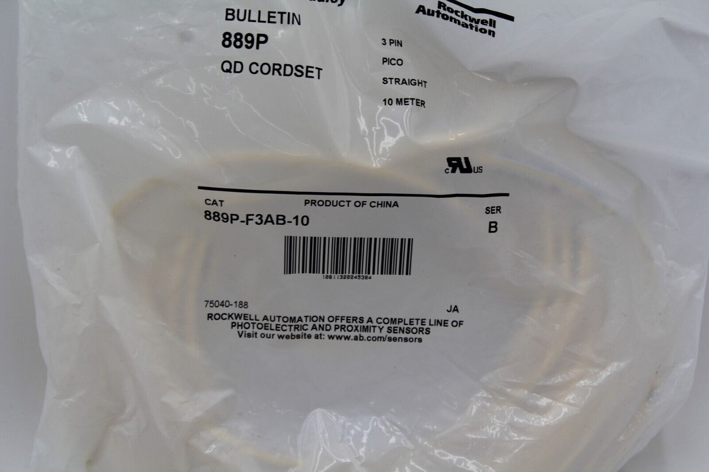 Allen-Bradley 889P-F3AB-10 3-Pin QD Cordset
