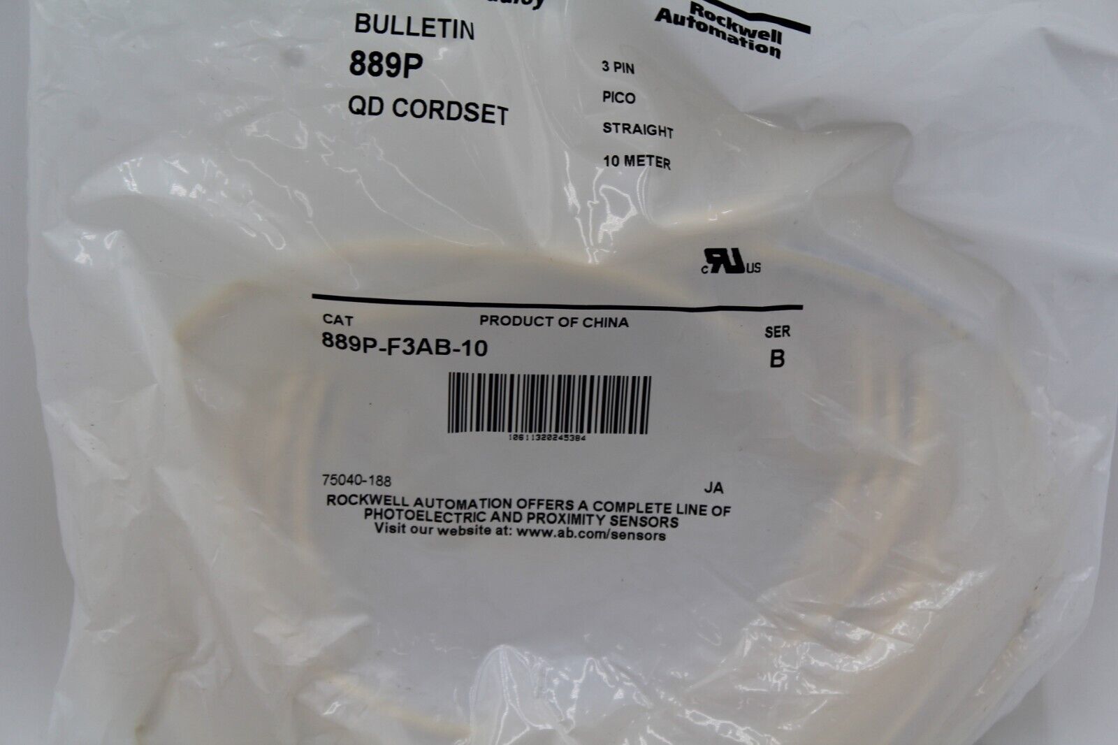 Allen-Bradley 889P-F3AB-10 3-Pin QD Cordset