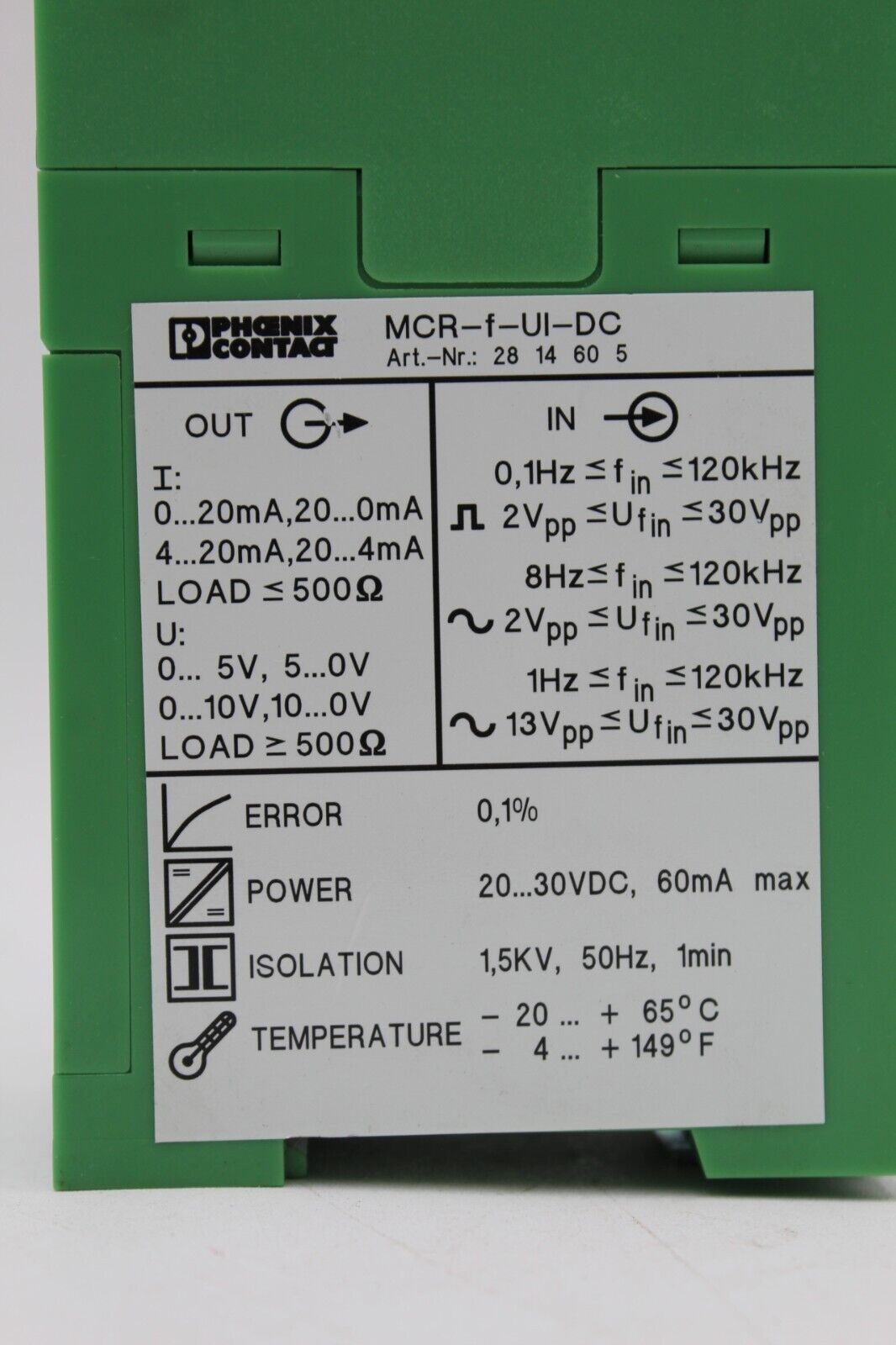 Phoenix Contact MCR-F-UI-DC Frequency Tansducer