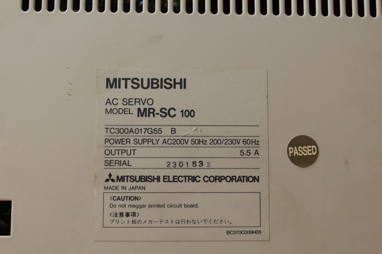 Mitsubishi TC300A017G55 AC Servo Drive