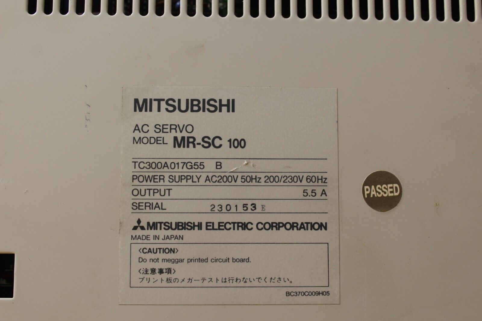 Mitsubishi TC300A017G55 AC Servo Drive