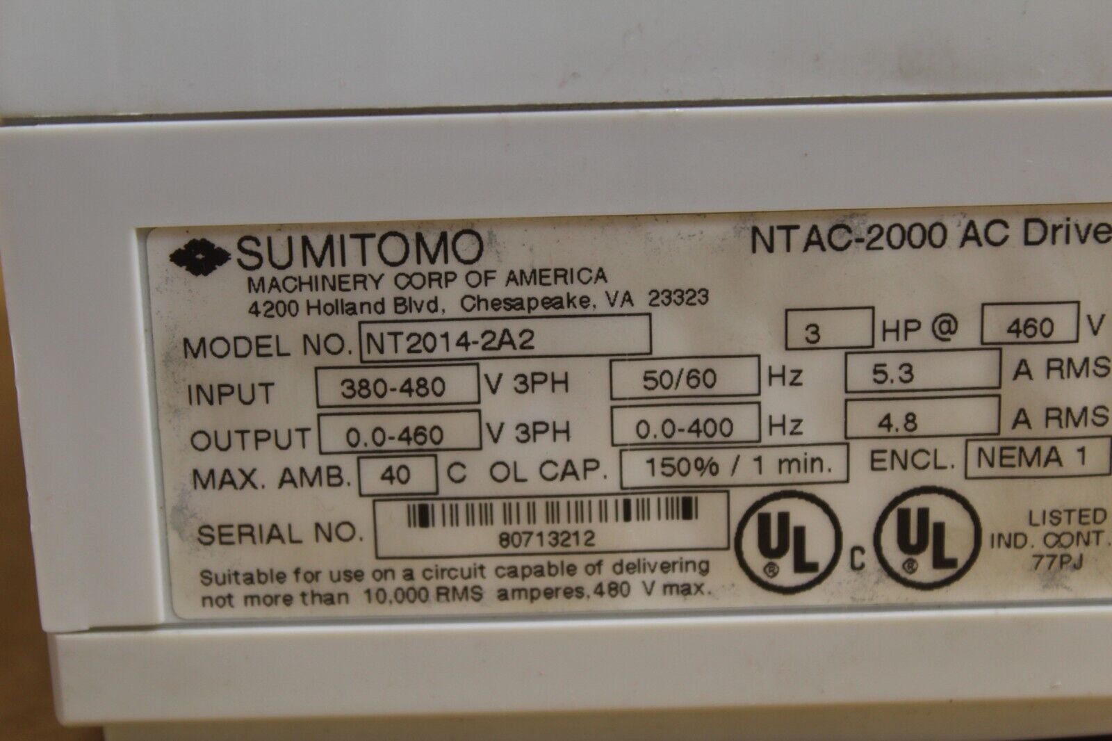 Sumitomo NT2014-2A2 Machinery Drive