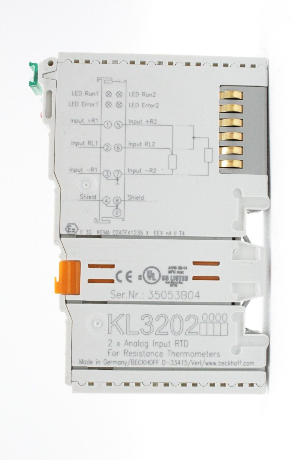 Beckhoff KL3202-0021 input terminal PT100 (RTD) in Siemens S5 format Beckhoff KL3202-0021 input terminal PT100 (RTD) in Siemens S5 format