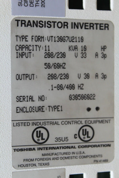 TOSHIBA VT130G7U2110 TRANSISTER INVERTER