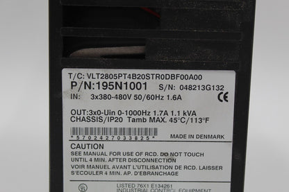 Danfoss 195N1001 VLT-2800 Variable Speed Inverter Drive