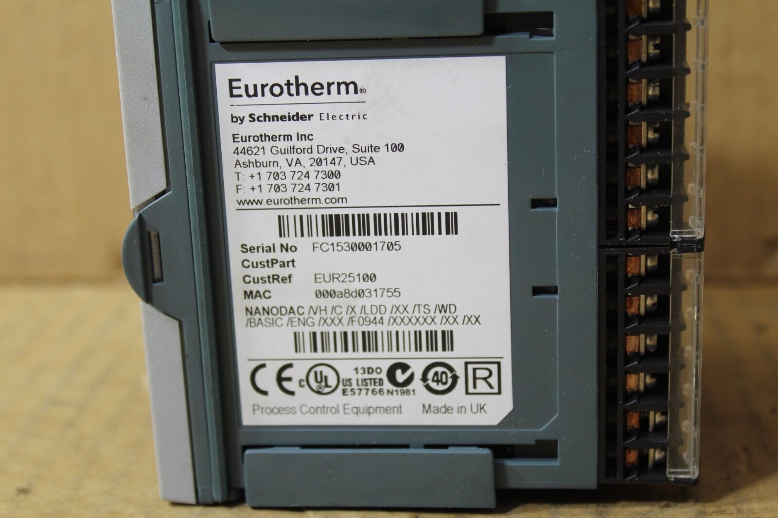 Eurotherm NANODAC/VH/C/X/LDD/XX/TS/WD/BASIC/ENG/XXX/F0944 Temp Controller