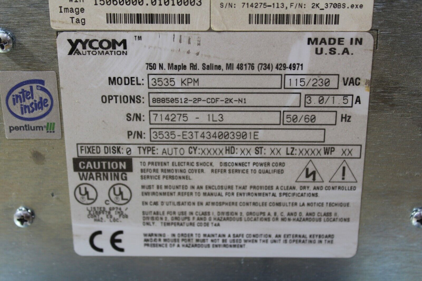 Xycom Automation 3535-E3T434003901E Operation Panel 3535 KPM