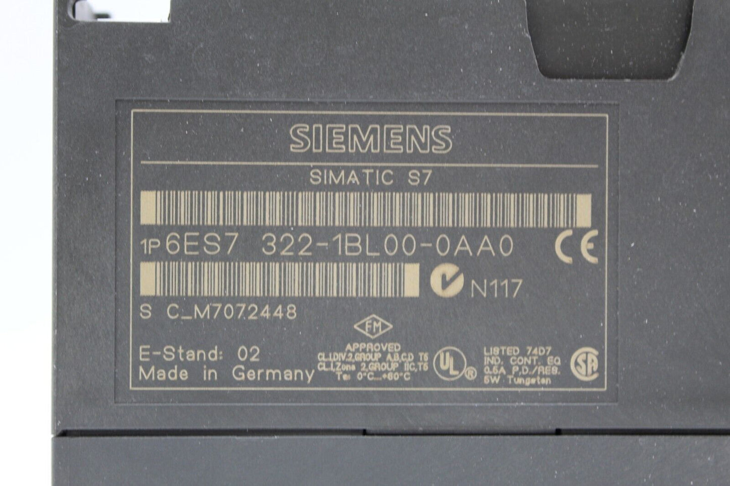 Siemens 6ES7 322-1BL00-0AA0 Simatic S7 Digital Output Module (No Front Cover)
