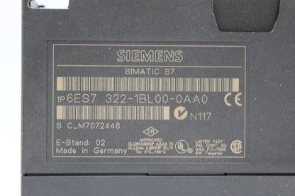 Siemens 6ES7 322-1BL00-0AA0 Simatic S7 Digital Output Module (No Front Cover)